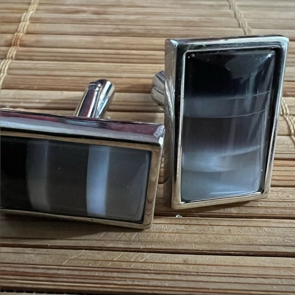 Other - BLACK AND GREY FIBER OPTIC STRIPED CUFF LINKS